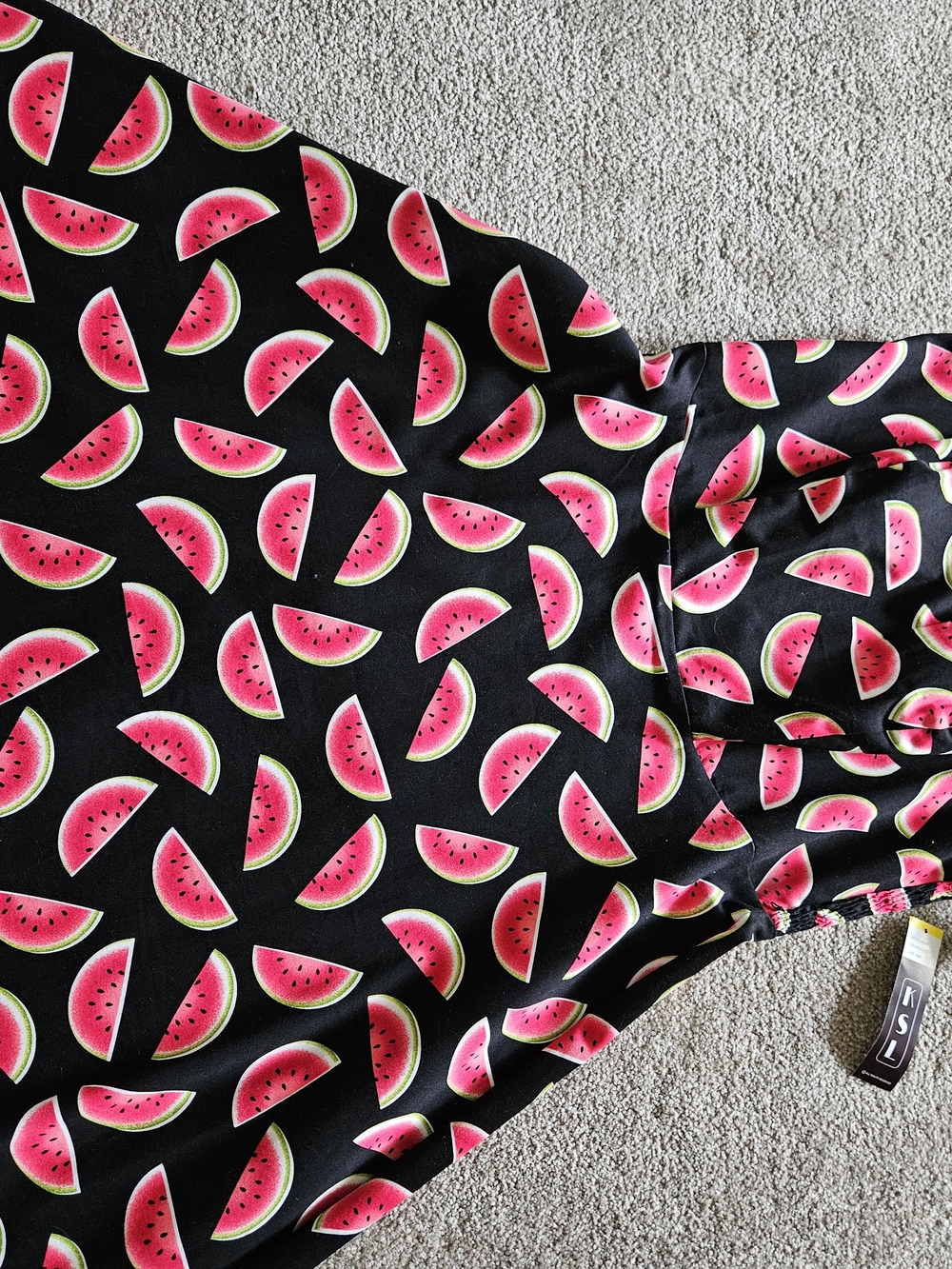 Women's Watermelon Print Black Summer Dress - Picture 1 of 6